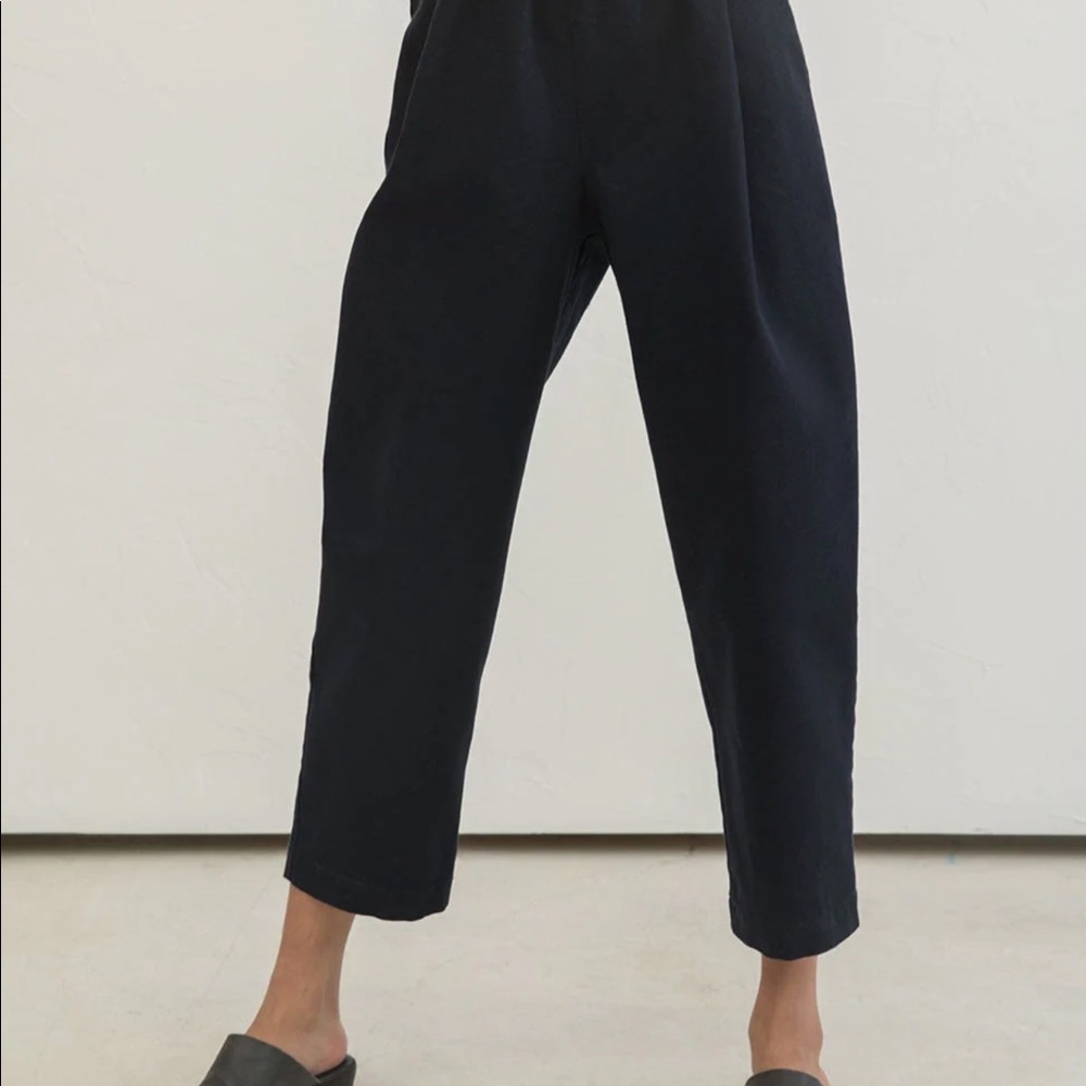 elizabeth suzann andy trouser in navy in cotton canvas- short